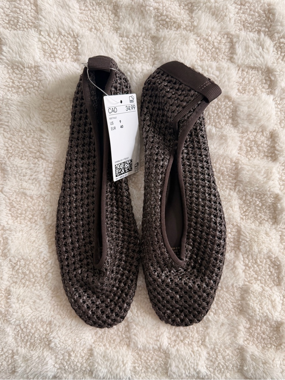 H&M Woven Slip-On Flats — Dark Brown